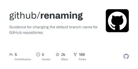 GitHub Github Renaming Guidance For Changing The Default Branch Name