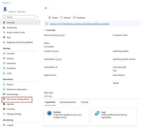 Sql Server 구성 Sql Server Enabled By Azure Arc Microsoft Learn