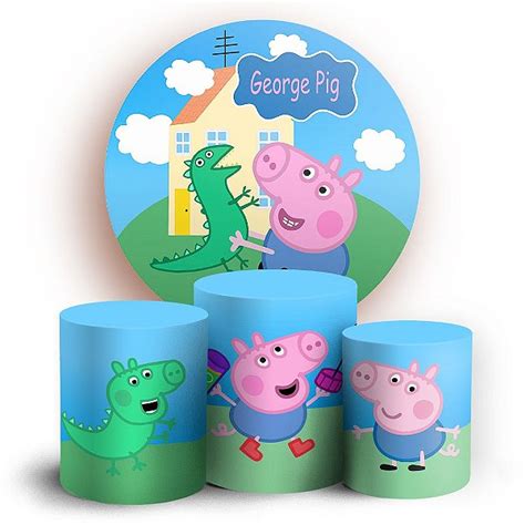 KIT Redondo E Trio George Pig Peppa Pig Sublimado 3D Sublitex