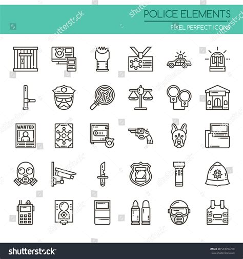 Police Elements Thin Line And Pixel Perfect Royalty Free Stock