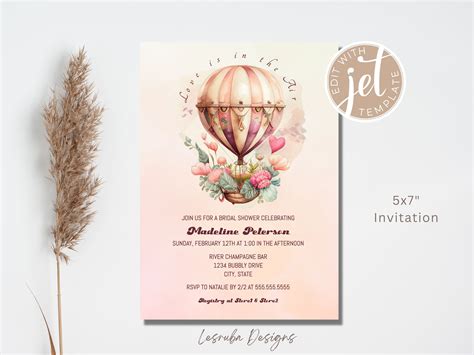 Love Is In The Air Bridal Shower Invitation Hot Air Balloon Etsy