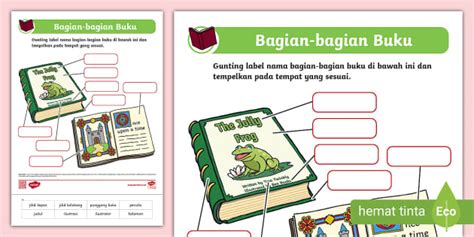 Worksheet Bagian Bagian Buku Parts Of A Book Twinkl