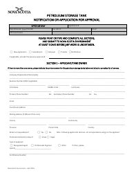 Nova Scotia Canada Petroleum Storage Tank Notification Or Application