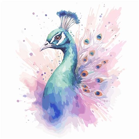 Premium Vector Watercolor Peacock Illustration On White