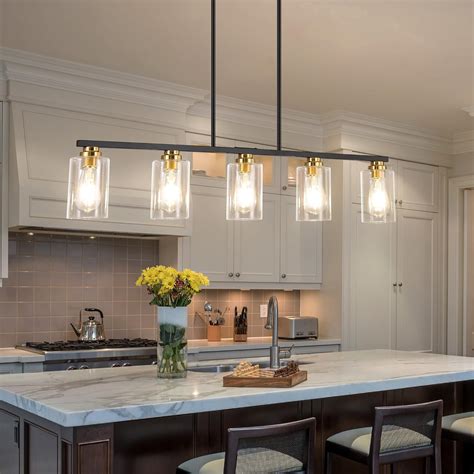 Mecgirn Island Light For Kitchen Black And Gold Dining