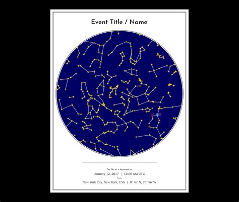 Large Custom Star Chart / Personalized Map of the Night Sky ...