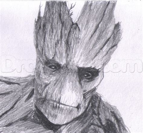 How To Draw Groot From Guardians Of The Galaxy Step By Step Marvel