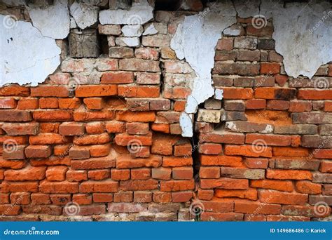 Old Red Destructed Brick Wall Texture Stock Photo CartoonDealer