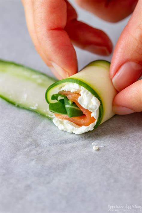 Smoked Salmon Cucumber Rolls Appetizer Addiction