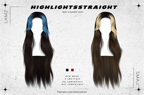 Lamz Highlightsstraighthairstyles F In Sims Hair Sims Sims