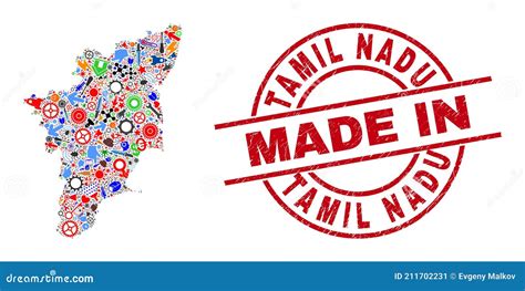 Carta Di Stato Tamil Nadu Per Collage Industriale E Fatta Con Sigillo