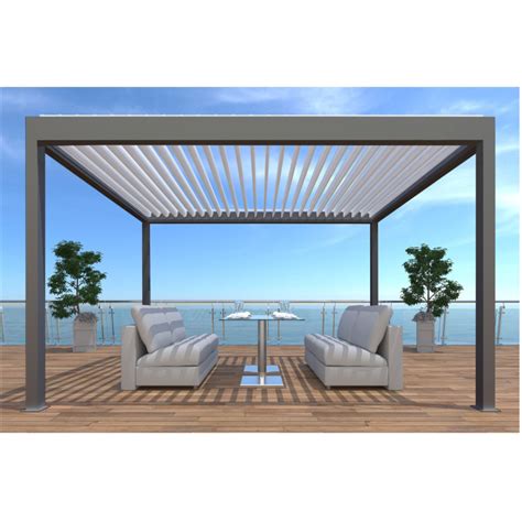 Pergola bioclimatique autoportée Océo Zephir 3x4 M en aluminium