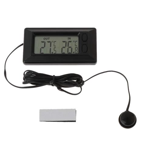 Thermomètre de voiture intérieur extérieur LCD numérique avec câble de