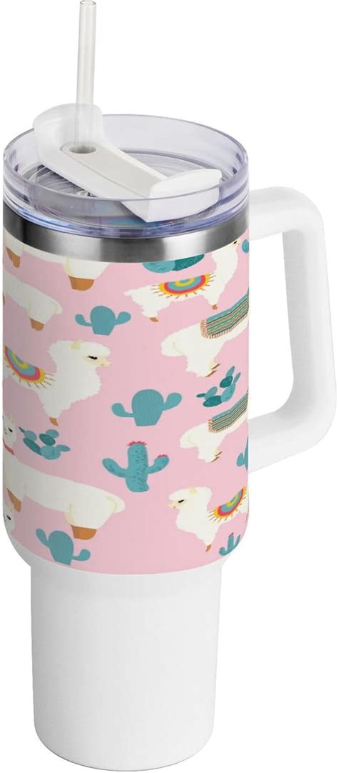 Skysonic 40oz Cute Cartoon Llama Tumbler With Lid And Straw Travel