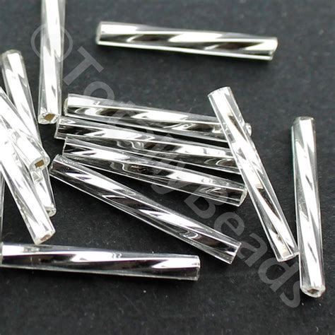 Shop The Czech Bugle Beads 20mm In Silver Lined Silver 20g