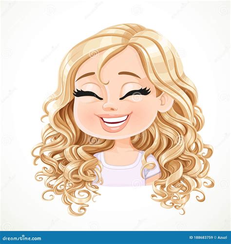 Hermosa Y Feliz Caricatura Chica Rubia Con Magnífico Retrato De Pelo