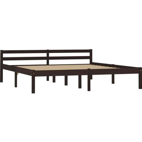 Cadre de lit en bois de pin massif 160 x 200 cm Marron foncé