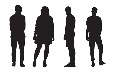 Standing People Silhouette Vector Set 12612793 Vector Art at Vecteezy