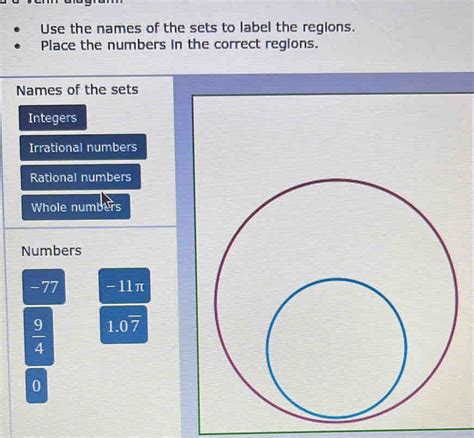 Solved Use The Names Of The Sets To Label The Regions Place The