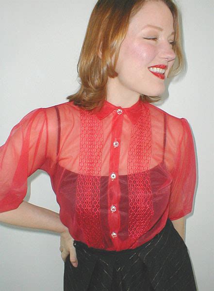 S Sheer Red Nylon Blouse Maggie Flickr