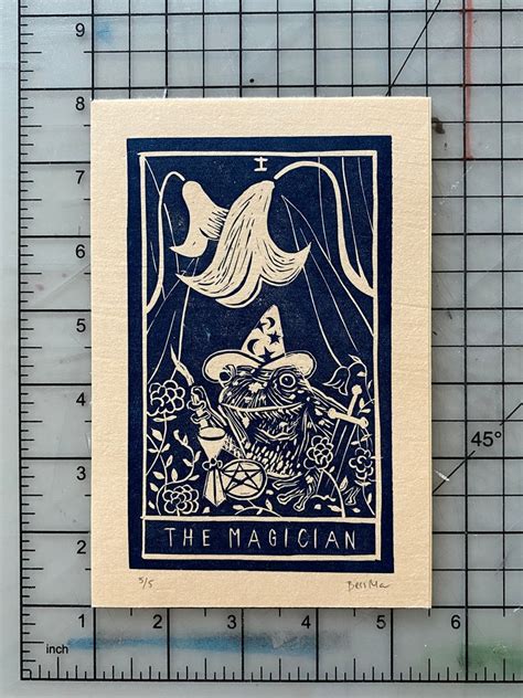 Original Tarot Card Linocut Print 1 The Magician Etsy