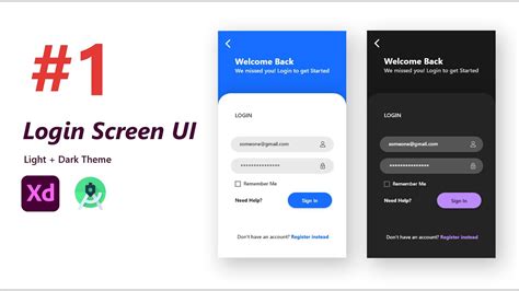 Modern Login Screen Ui Design Light And Dark Theme Part 1 Adobe Xd