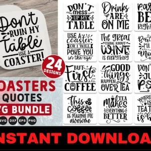 Coaster Svg Bundle Funny Sarcastic Coaster Svg Tea Coffee Etsy