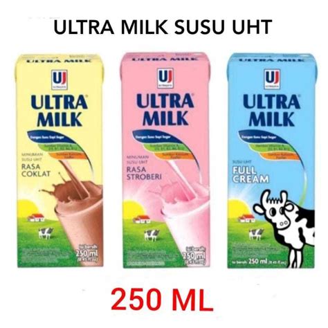 Jual Ultra Milk Susu UHT Coklat Stroberi Full Cream 250ml Shopee