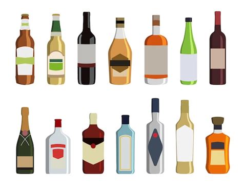 Premium Vector Alcohol Drinks Bottle Icons In A Flat Design Alcoholic