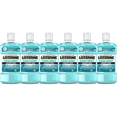 Listerine Cool Mint łagodny Smak Płyn Do Płukania Ust 500ml Zestaw 6