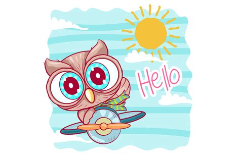 Cute Flying Owl Illustration