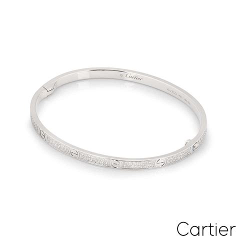 Cartier White Gold Pave Diamond SM Love Bracelet Size 17 N6710817