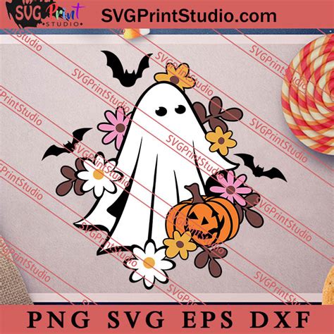 Floral Ghost SVG Ghost SVG Floral Flower SVG EPS DXF PNG Digital