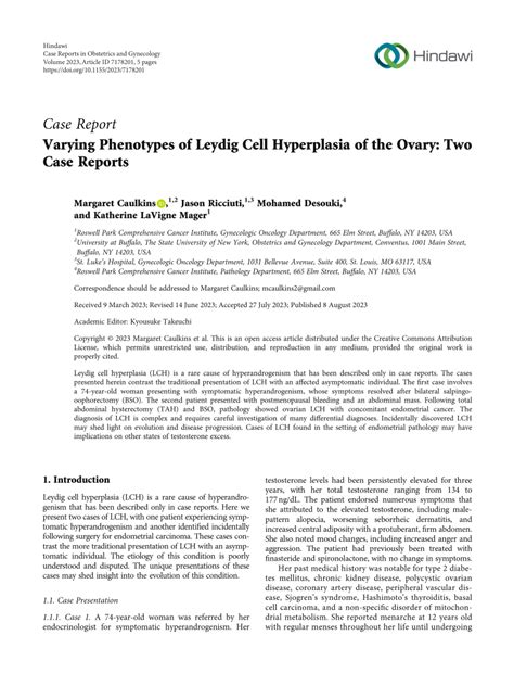 Pdf Varying Phenotypes Of Leydig Cell Hyperplasia Of The Ovary Two