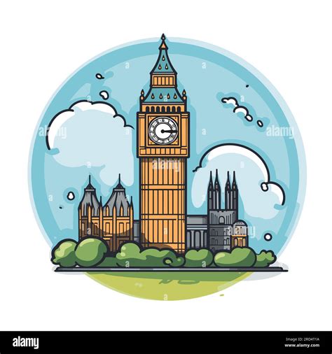 Big Ben Big Ben Dibujado A Mano Ilustración Cómica Vector Doodle