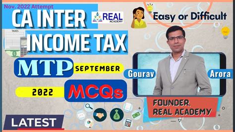 Taxation MTP 1 MCQs Nov 2022 Income Tax CA Inter Gourav Arora