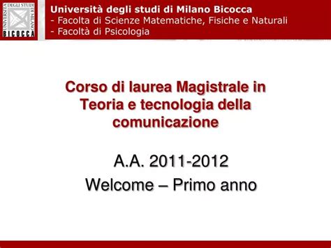 PPT Corso Di Laurea Magistrale In Teoria E Tecnologia Della