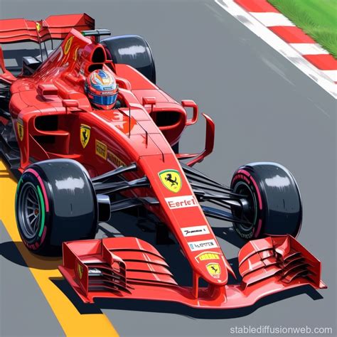 Drawing A Red Ferrari On F1 Track Stable Diffusion Online