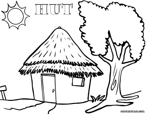 Nipa Hut Drawing Sketch Coloring Page