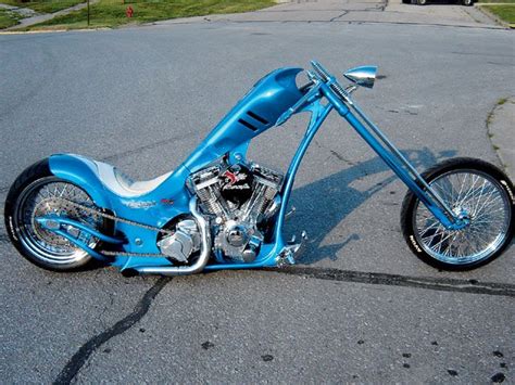 Low Rider Chopper Motorcycle Custom Choppers Blue Motorcycle