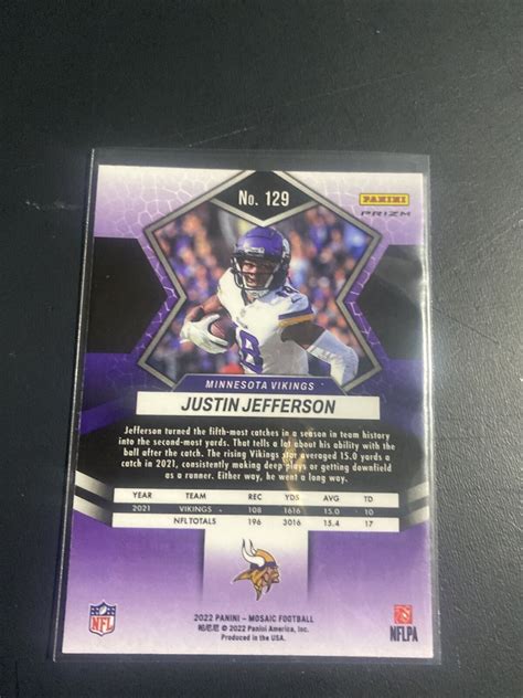 Mavin JUSTIN JEFFERSON 2022 Panini Mosaic Orange Reactive PRIZM