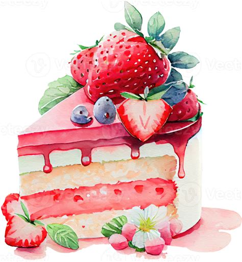 Strawberry Cake Watercolor 19764044 Png