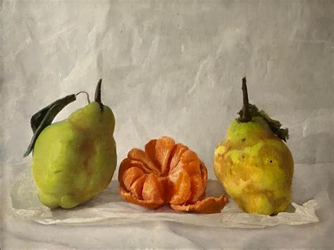 Oil Red Background Fruits On The Table Still Life Oil Painting Fruits