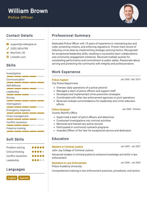 Police Officer Resume Example For 2024 Resume Guide Cvdesigner Ai