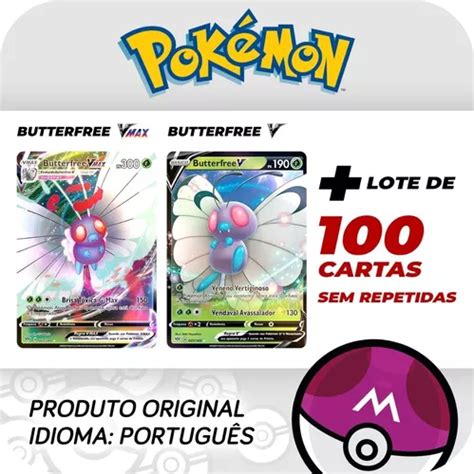 Carta Pokémon Butterfree Vmax Butterfree V Lote 100 Cartas Frete grátis