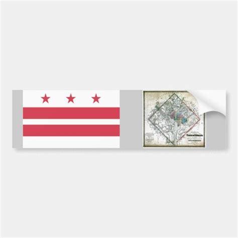 Washington Dc Map And Flag Bumper Sticker