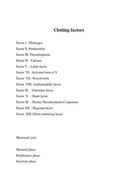 Clotting Factors | PDF | Menstrual Cycle | Luteinizing Hormone