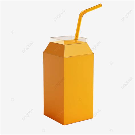 Orange Juice Box With Straw Drink Juice Box Png Transparent Image