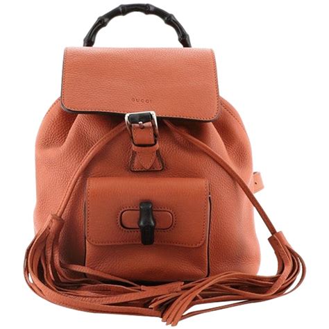 Gucci Brown Bamboo Suede Drawstring Backpack For Sale At 1stdibs