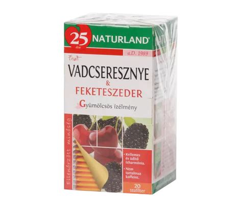 NATURLAND GYUMOLCSTEA VADCSER FEKETESZED 20X2G PATIKATT Patika